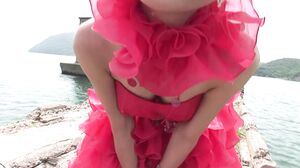 Pure Japanese adult video - Japanese babe in red dress blows three hairy men outdoor and swallows cum