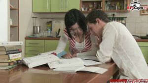 EroCom - Teacher fucks her asian student with tiny tits on a chair in the ass