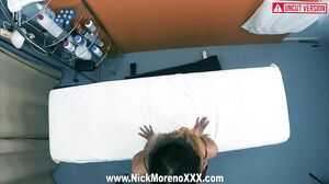 Nick Moreno - Horny Masseur Man Puts his Hand all over the Body of a 19-year-old Girl and he Likes his Cock