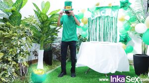 St. Patrick's Day Fuck: Colombian Ebony Angela Ebony Takes Big Cock Doggy Style After Party in 4K