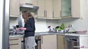 Skinny Step Sister Emily Caught Bro Jerk And Help With Handjob To Cum