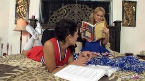 Petite blonde Virgin Girl seduce to First Time Lesbian Sex to intense Orgasm by Classmate