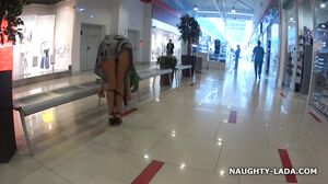 Naughty Lada - flashing in a mall