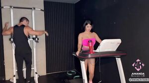 Amanda Rabbit - Horny Busty Girl Swallows Huge Cock in the Gym & Duncan Saint
