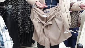 Djelka Bianki - Naughtiness and Risky Sex in the Fitting Room - Public Cum in Panties of a Depraved Amateur Couple