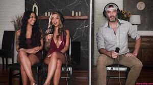 Ameena Green & Ava Amira - FFM Brown Babe Blind Date Threesome