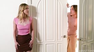 Impatient step mommy strokes her son's cock in the shower