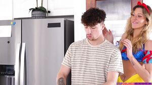 Stepsis dresses up as a slutty Snow White and sucks her brother's cock
