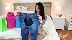 Sneaky Cumshots On step-Mommy's Butt: Ripped Jeans Trick 4K