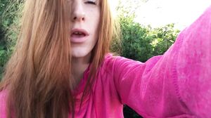 freckledRED - Exhibitionist freckledRED Rubs Her Big Clit Outdoors Until Moaning Orgasm 2