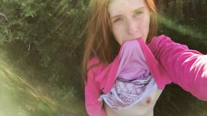 freckledRED - Exhibitionist freckledRED Rubs Her Big Clit Outdoors Until Moaning Orgasm 2