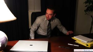 Co-worker Harley Dean fucking in the desk with her big tits