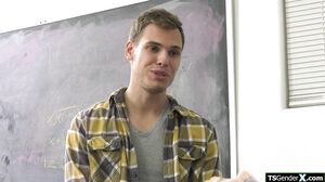 Guy takes out his cock ifo trans teacher