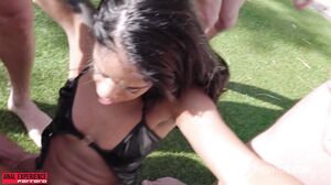 (WET) Natasha gets a Gangbang Therapy from some curious guys, Pee, 100% Hard