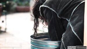 Latin hobo got pregnant from used condom