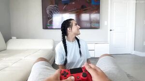 Serena Sterling - Gamer Boy Gets Lucky Creampie