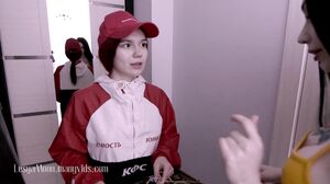 Lesya Moon - Hot brunette fucked a pizza delivery girl