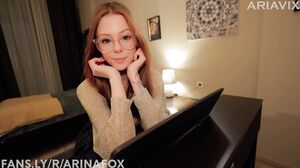 Arina Fox - Music is fun when a student has no panties | piano lessons | SEX with Teacher | cum on face