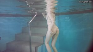 Sasha Vetochka goes naked into the pool