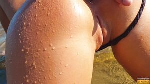 Miss Impulse - Petite Blonde with Perfect Pussy Fucks on a Public Beach - miss Impulse