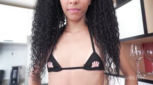 Vitoria Lima, 19 years green-eyes very slim Brazilian ebony, fucked by 2 huge dicks (DP, Anal, 2on1, dirty talk, slim, ATM, nubian) OB553 in 4K