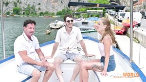 Slutty Sales Executive Dina Joy Takes A DP Pounding During Busin