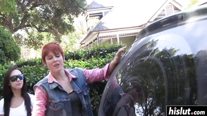 Horny slut likes to get strapon fucked