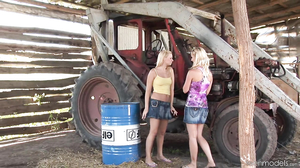 TeenModels - Yasmine Gold and Blond Cat in barn with ba