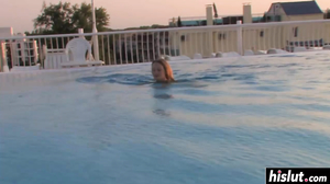 Naughty teen masturbates by the pool
