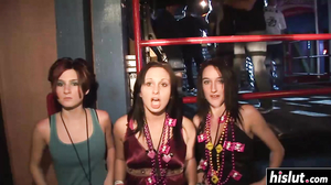 Good looking babes strip at the party