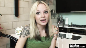 Tattooed girl makes a dark dick disappear