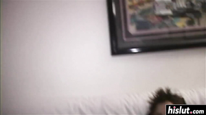 Redhead babe has fun with a dick