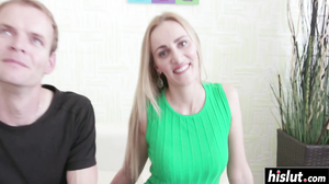 Bald guy fucks a pretty babe