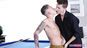 Two twinks fuck on a pool table
