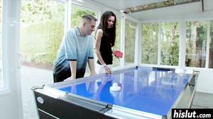 Slim Angelina makes him cum on her