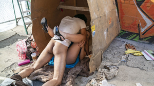 Blonde Chick sucks strangers lack cock