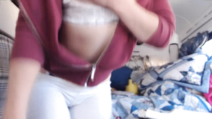 Multiple orgasms in the trailer from milf