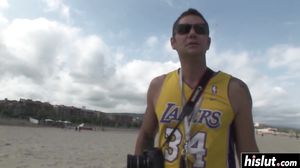 Brunette sweetie plays with a fat cock