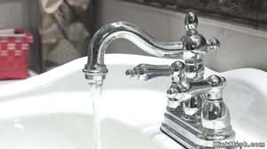 Burglar deep throat fucks blonde babe