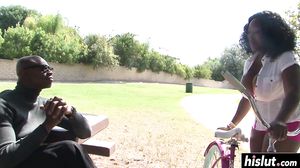 Maria Leone lets a neighbor bang her while her big tits bounce