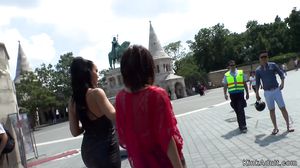 Brunette anal group fucked in restaurant