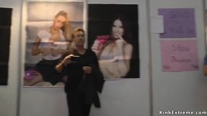 Redhead made suck and fuck at sex expo