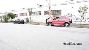 Costumed guy fucks shemale slut