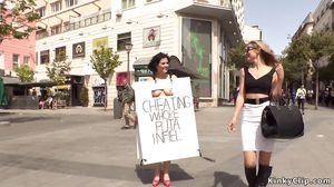 Cheating slut disgraced in public