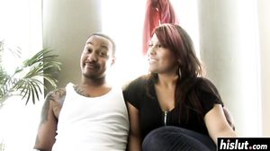 Tattooed guy knows what she wants