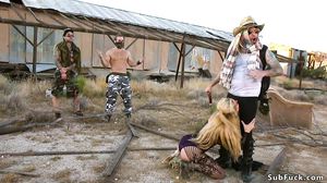 Desert dp banging for busty blonde