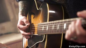 Guitarist anal fucks fangirl in bondage