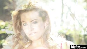 Solo cutie rubs her pussy outdoors