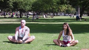Alexia - Marine works out in a public park with her boy