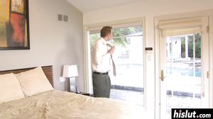 Stunning girl bounces on a hard shaft